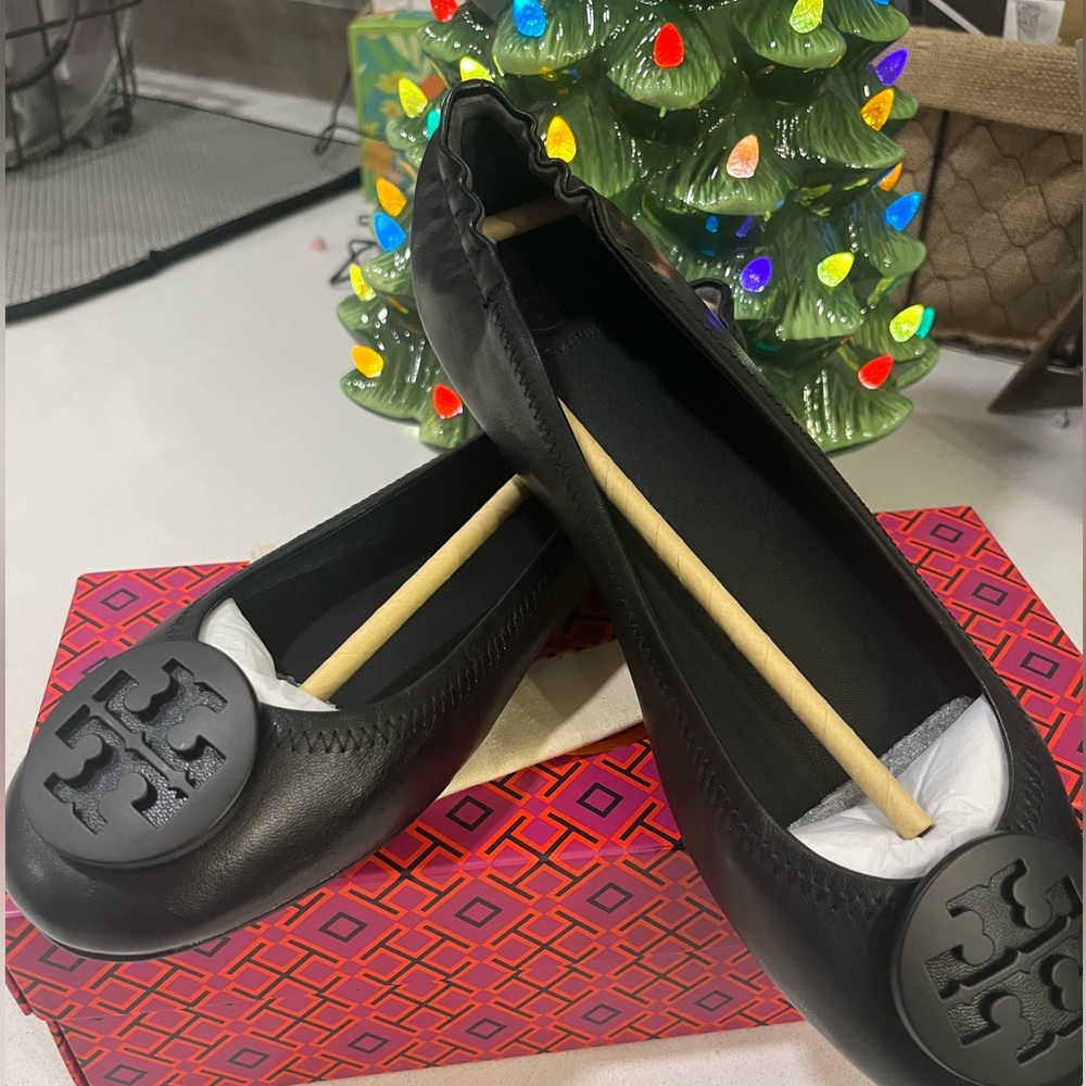 Tory Burch Black Minnie Travel Ballet With Logo